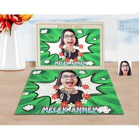 Resim Kişiye Özel Melek Annem Karikatürlü 1000 Parça Profesyonel Puzzle 