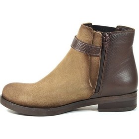 Resim Beety 1711 Hakiki Deri Nubuk Vizon Fermuarlı Klasik Kadın Bot Vizon 