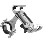 Resim Konesam Alüminyum Allyum 360 Döner Bisiklet Motor Süpürge Telefon Tutucu, 20-38mm Çubuk Uyumlu, Su Geçirmez, Kayma Engellici Silikon Yastık GÜMÜŞ 