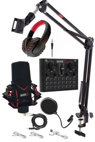 Resim Midex Gmx-1 Record Head Set Condenser Mikrofon Kulaklık Ses Kartı Canlı Yayın Paketi (telefon Ve Pc) 