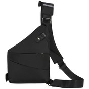 Resim Neevoyu Siyah Sağ Göğüs Çantası - Ultra İnce Anti Çalınma Nylon Spor Ve İş Çantası, Çok Fonksiyonlu Cepler Ve Yansıtıcı Şeritli Siyah 