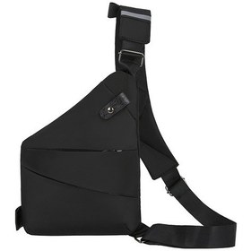 Resim Neevoyu Siyah Sağ Göğüs Çantası - Ultra İnce Anti Çalınma Nylon Spor Ve İş Çantası, Çok Fonksiyonlu Cepler Ve Yansıtıcı Şeritli Siyah 