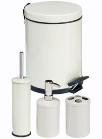 Resim Eforeca 4 Lü Çöp Kovası Banyo Seti Krem 