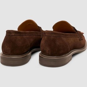 Resim %100 Hakiki Süet Deri Kahverengi Püsküllü Loafer Ayakkabı Kahverengi 