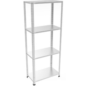 Resim Acar Raf Çelik Raf 4 Katlı 43x75x200 cm Galvaniz Çelik Raf Depo Arşiv Kiler Dosya Market Bakkal Rafı 