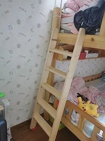 Resim RV Ranza Yatak için Ahşap Merdiven Geniş Basamaklı Sağlam Yan Merdiven Kaymaz Taban Çocuklar ve Yaşlılar için Mükemmel 6 Adım (1,75 m/61 inç) Güvenli ve Dayanıklı 