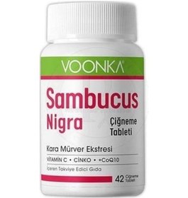 Resim Voonka Sambucus Nigra Kara Mürver 42 Çiğneme Tableti 
