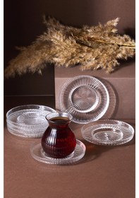 Resim Emirgân 12 Parça 6 Kişilik Cam Çay Seti 200 Ml Seffaf Şeffaf 