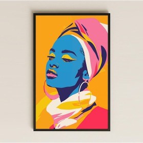 Resim Pop Art Afrika Kadını Portresi Şeffaf Pleksi Tablo 