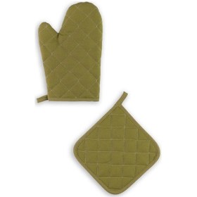 Resim Yanmaz Fırın Eldiveni Ve Fırın Tutacağı 1 Eldiven 1 Tutacak Fıstık Yeşili 