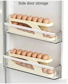 Resim TİNEKE 2 Katlı Otomatik Buzdolabı Yumurta Standı Yumurtalık Rafı Saklama Kabı Buzdolabı Organizer 