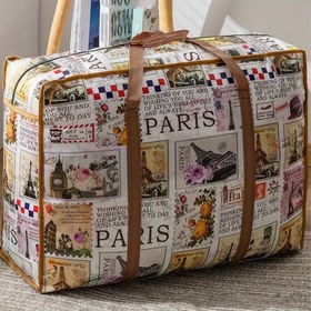 Resim Vintage Paris Temalı Ekstra Büyük Depolama Çantası – Taşıma Saplı Sağlam Fermuarlı Duffel, Seyahat, Taşınma, Okul & Karavan için Katlanabilir Polyester Organizatör | İkonik Eyfel Kulesi ve Gezi Hatırası Baskılı Çok Amaçlı Ekipman Çantası, Taşınma Gereçleri Taşıyıcı, Paris Temalı Tasarım, Sağlam Tutacak Tasarımı 