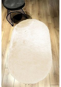 Resim Raschel Carpet Oval Kesme Yolluk Kaymaz Taban Kalın Yumuşak Peluş Halı Özel Taban Krem Krem 