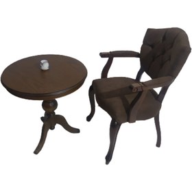 Resim BENGİ TİCARET Fiskos-berjer 18177 Sandalye Kelebek Ceviz Renk Babyfac Kapiton Kumaş Aslan Ayak 