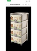 Resim LeesHome Büyük Boy 4 Çekmeceli Plastik Komodin Desenli Siyah Çocuk Oyuncak Dolabı 