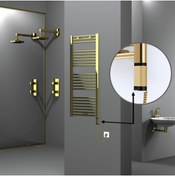 Resim Radiva Haiti Elektrikli Havlupan 300 Watt 500x1200 Düz Altın Renkli (oned On/off Termostatlı) Sağ 