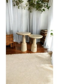 Resim Wood Ahşap 2'li Set Ürgüp Mantar Yan Sehpa Modern Fiskos / Nature 