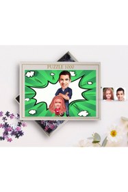 Resim Bk Gift Kişiye Özel Baba Kız Karikatürlü 1000 Parça Profesyonel Puzzle-1 