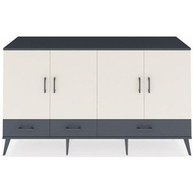 Resim Hyperion Konsol 6 Raflı 3 Çekmeceli 4 Kapaklı 176x44x99 Antrasit- Antrasit-aytaşı/antrasit 
