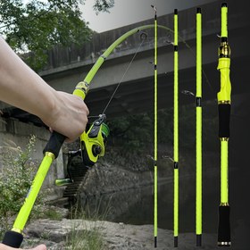 Resim PROXPE Döner Olta Kamışı, 4 Bölme Fiberglas, Orta Eylem, Hafif Güç, Taşınabilir Seyahat Kamışı, 1.8M/2.1M Teleskopik, Karıkız Balıkçılığı İçin Döner Dökme ile Yetişkin Balıkçılık Ekipmanı 