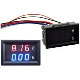 Resim Robodünya-0.28" 100V 50A Çift Ledli Kırmızı Voltmetre Ve Mavi Ampermetre 