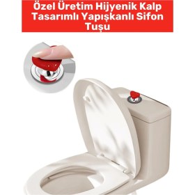Resim Özel Tasarım Montaj Gerektirmeyen Hijyenik Kalp Tasarımlı Yapışkanlı Klozet Sifon Tuşu 