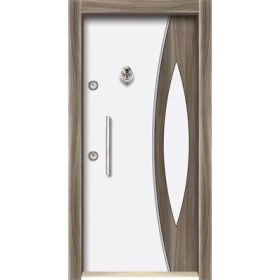 Resim Tezwood 3561 Ahşap Kaplama Çelik Kapı, Kaplama Daire Kapısı 