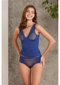 Resim Pierre Cardin 320 Kadın Kalın Askılı Dantelli Atlet Külot Takım-lacivert Lacivert 