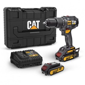 Resim CAT DX12 18Volt/2.0Ah Li-ion Çift Akülü Kömürsüz Profesyonel Şarjlı Darbeli Matkap 