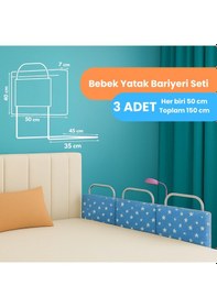 Resim Miralay Yeni Nesil Yatak Bariyeri 50 x 40 Mavi Yıldız 3 Adet 