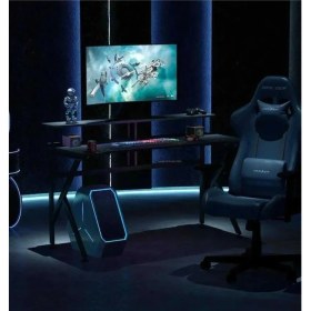 Resim Zeronex Gaming Oyuncu Masası - Ergonomik Tasarım, Raflı ve Kulaklık Askılı, Dayanıklı Metal Ayaklı Modern Bilgisayar Masası 