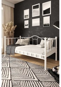 Resim Argimo Kamelya Beyaz Sedir Metal Karyola 90 x 200 