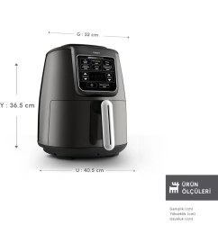 Resim Küçük ve Büyük Kapasiteli Uzaktan Erişimli Airfryer, Shadow Grey 