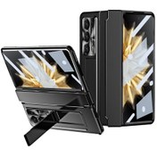 Resim Butu Honor Magic V2 5g Menteşe Koruma Sert Pc Kasa Kickstand Telefon Kılıfı Temperli Cam Ekran Filmi 