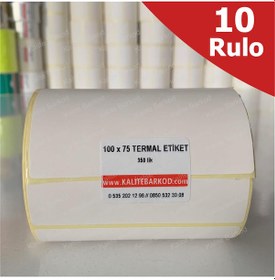 Resim Termal Etiket 100X75 - Barkod Etiket 10 Rulo 3.500 Adet 