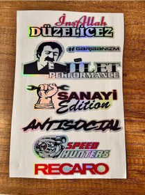 Resim Oto Arka Cam Yazısı Hologramlı Yan Kapı, Yan Cam Stickerı İnşallah 