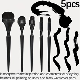 Resim 2/3/5'li set, boyama fırçası, yağlı boya fırçası, siyah suluboya fırçası - kömür, tebeşir ve yağlı boya için uygun | DIY resim yapımı için mükemmel | ergonomik saplı/fırça, kömür resmi, toz boya ve sıcak baskı için ideal 