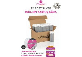 Resim Smoothly Kartuş Silver Roll-On Ağda 12 Li Set 200 ml + 1 Adet Karınca Yumurta Yağı + 10 Mt. Bez 