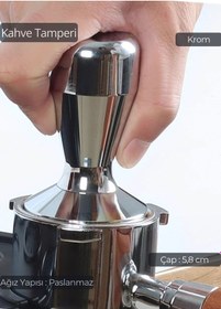 Resim Tamper Krom Kaplama Kahve Tamperi 58 Mm Diğer 