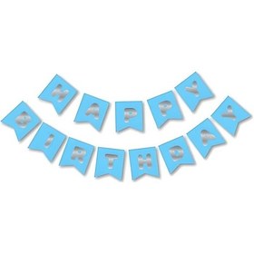 Resim Mavi -gümüş Happy Bırthday Banner Tüm Yaşlar 