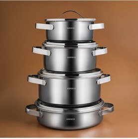 Resim Karaca Power Steel 316+ 3ply Discovery İndüksiyon Tabanlı 8 Parça Çelik Tencere Seti Gümüş 