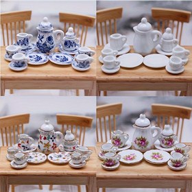 Resim 15 adet, Bebek Evi Minyatür Mutfak Seramik Çay Seti Modeli Süs Eşyaları, Dekoratif Seramik Aksesuarlar, Minyatür Oturma Odası Eşyaları, Kulübe Dekoru, Minik Sahne DIY Bileşenleri. 