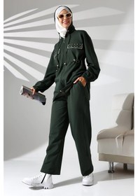 Resim Mihran Butik Kadın Mevsimlik Penye Alt Üst Spor Ve Rahat Haki Ikili Tunik Pantolon Şık Tesettür Takım Haki 