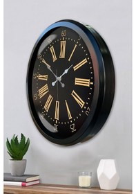 Resim Siyah Roma Rakamlı 52 Cm Metal Duvar Saati Açık 