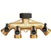 Resim Willowhaven 1'li 4 Çıkışlı Bahçe Su Manifoldu, Pirinç Vanalar, Us Standart Hortum Bağlantısı 