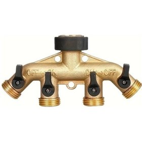 Resim Willowhaven 1'li 4 Çıkışlı Bahçe Su Manifoldu, Pirinç Vanalar, Us Standart Hortum Bağlantısı 