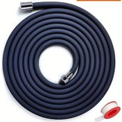 Resim Elmpaly Siyah 59 İnç Uzun Silikon Duş Hortumu Bakır Cıvatalı Evrensel El Duşu Uzatma Aleti Kolay Kurulum Gri Siyah 