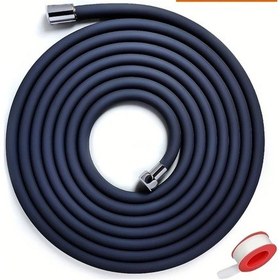 Resim Elmpaly Siyah 59 İnç Uzun Silikon Duş Hortumu Bakır Cıvatalı Evrensel El Duşu Uzatma Aleti Kolay Kurulum Gri Siyah 