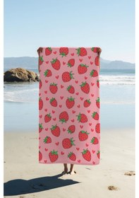 Resim Dijital Baskı Plaj Deniz Havlusu Çilek Desenli Peştamal Hvl0161 Renkli 