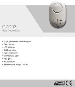 Resim EDS GZD03 Fişli Dogalgaz ve LPG Gaz Dedektörü (220V) Röleli 